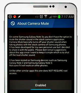 turn off sound on android camera with app