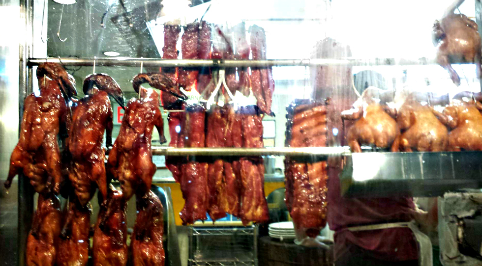 Roasted duck and chicken in Chinatown windows