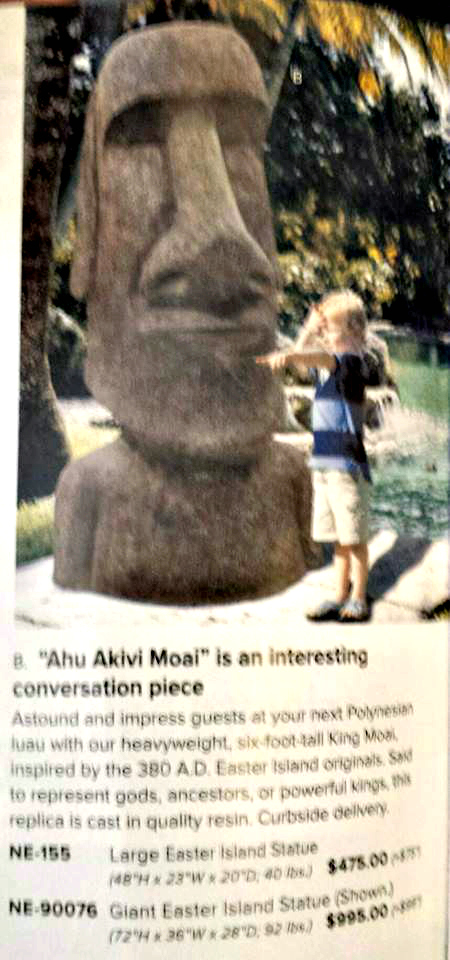 Easter Island conversation piece from SkyMall Catalogue