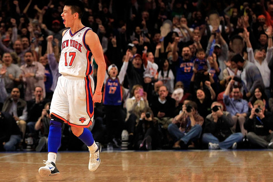 Jeremy Lin screams in Madison Square Garden as a member of the Knicks