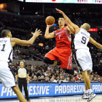Jeremy Lin puts up the floater against Tony Parker and the Spurs