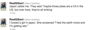 Gilbert Gottfried racist Tweets Japan Tsunami
