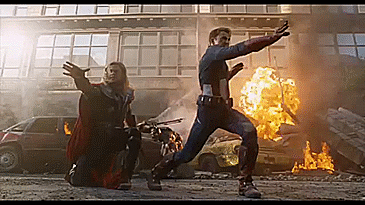 Captain America Thor fight together
