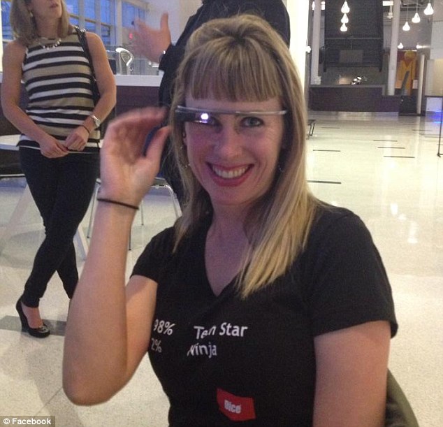 Sarah Slocum adjusts Google Glass