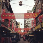 Huayin Street with red banners in preparation for Chinese New Year