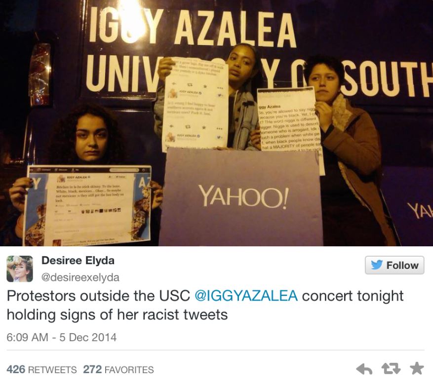 Iggy Azalea racist tweets protest