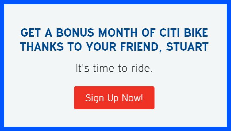 Free month of Citi Bike discount