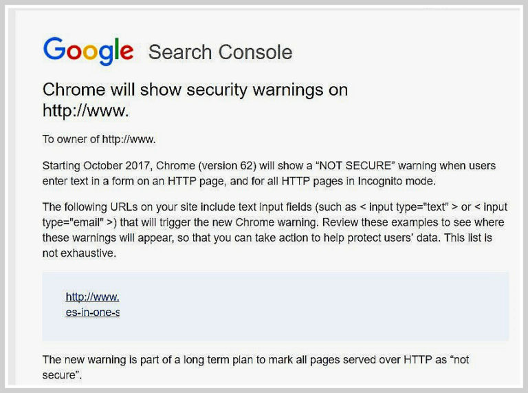 What does "Chrome will show security warnings" mean and how do I fix it?